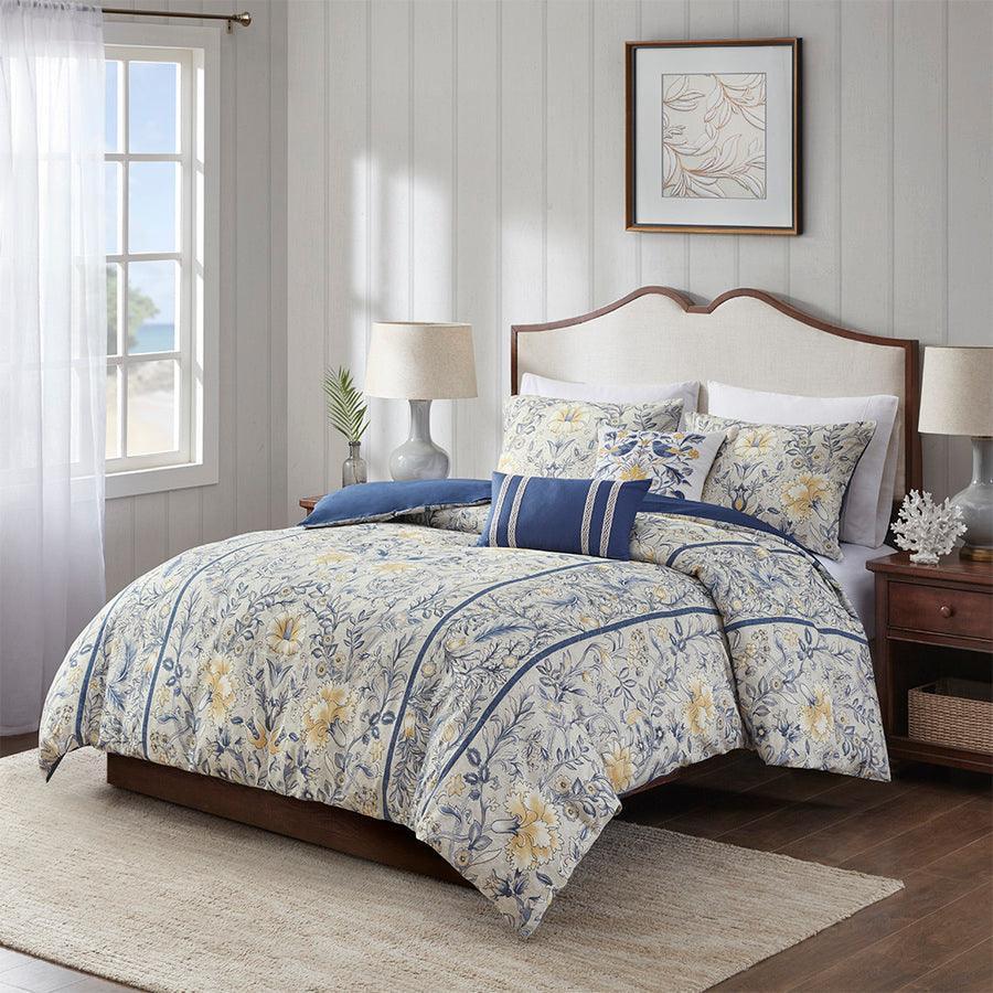 Livia Full/Queen 5 Piece Cotton Duvet Cover Set Multicolor Olliix.com