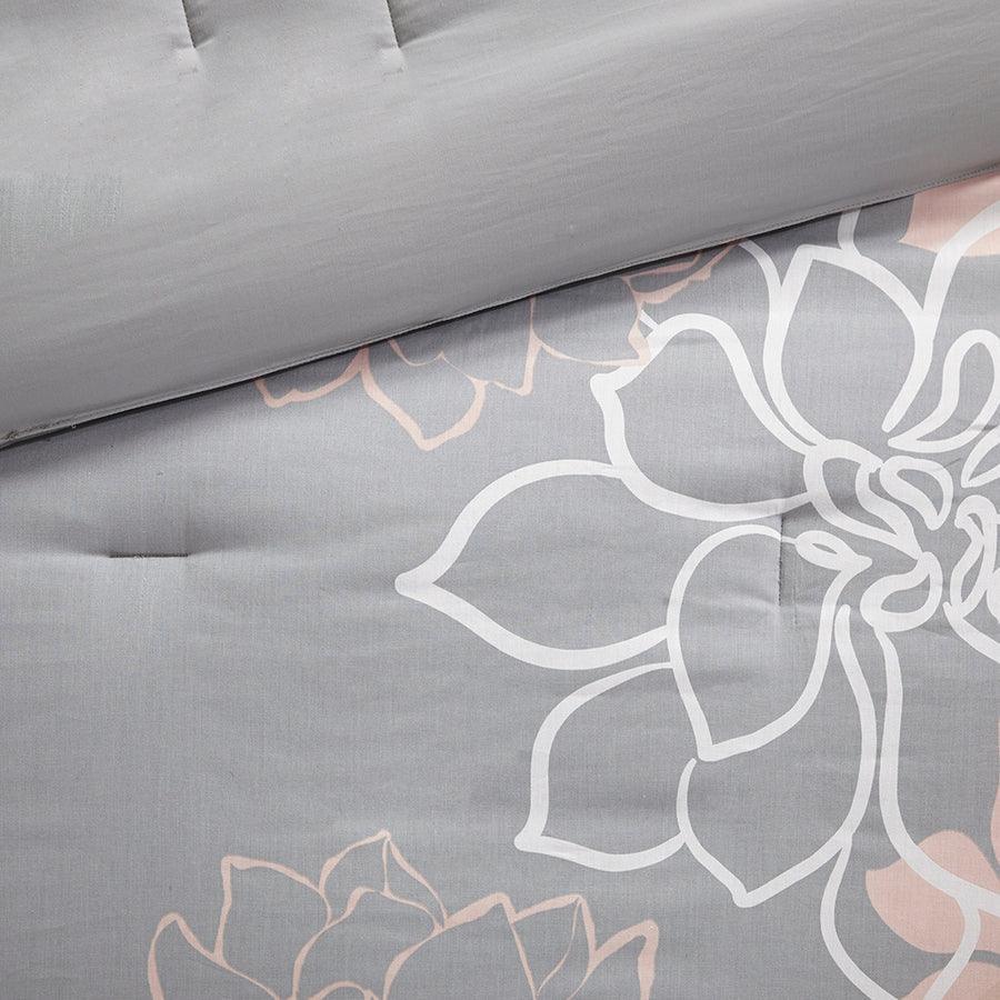 Lola 26 " W Comforter Set Gray & Blush Queen Olliix.com