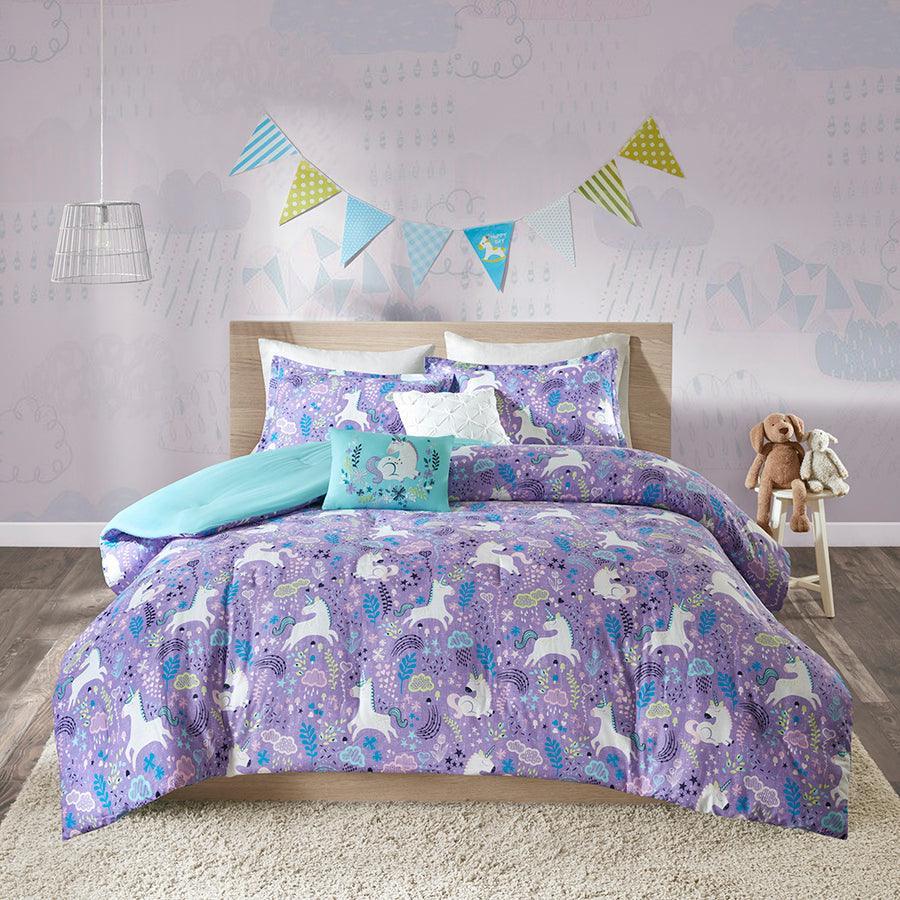 Lola Classic Unicorn Cotton Comforter Set Purple Twin Olliix.com