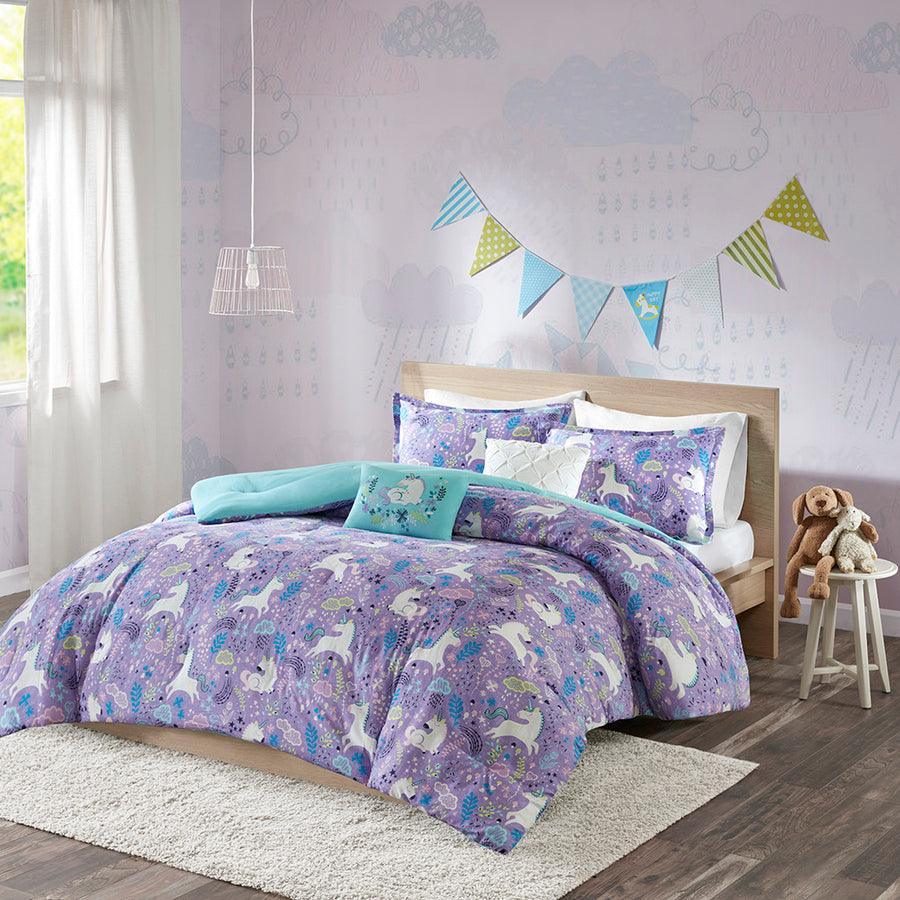 Lola Classic Unicorn Cotton Comforter Set Purple Twin Olliix.com