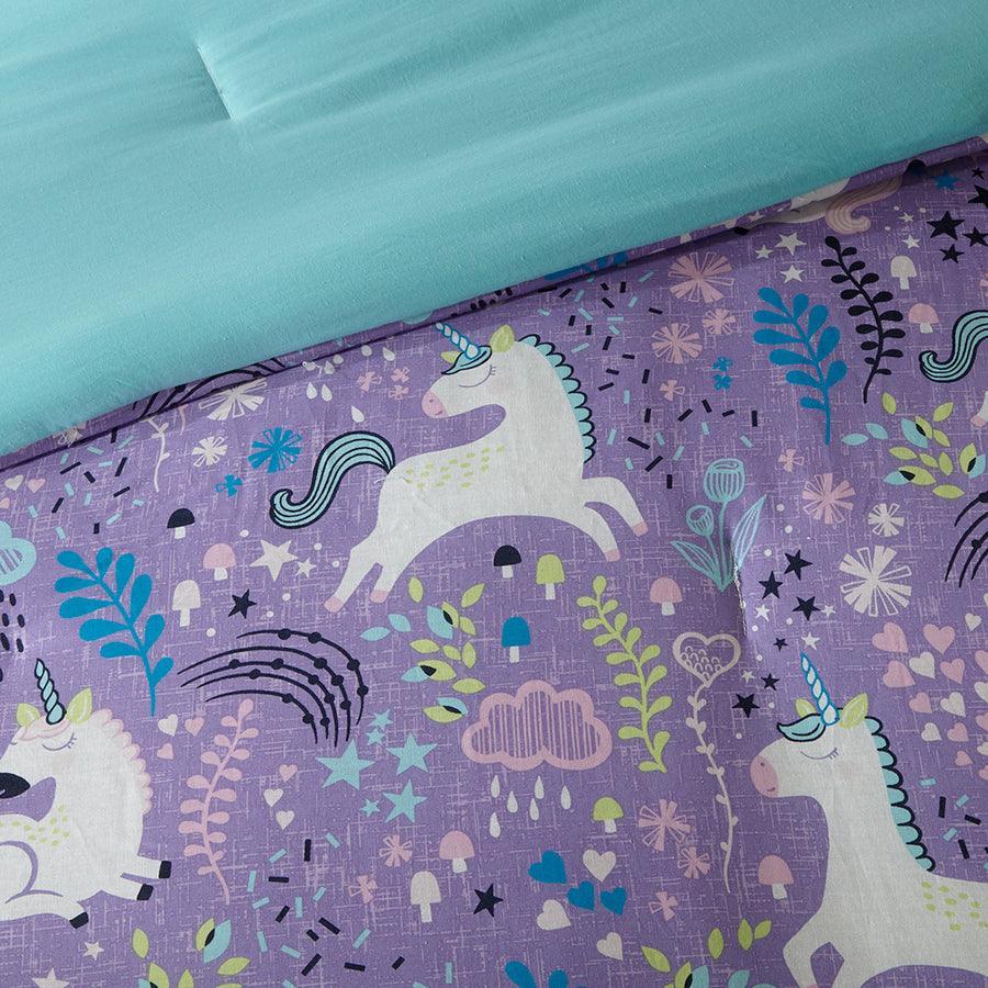 Lola Classic Unicorn Cotton Comforter Set Purple Twin Olliix.com