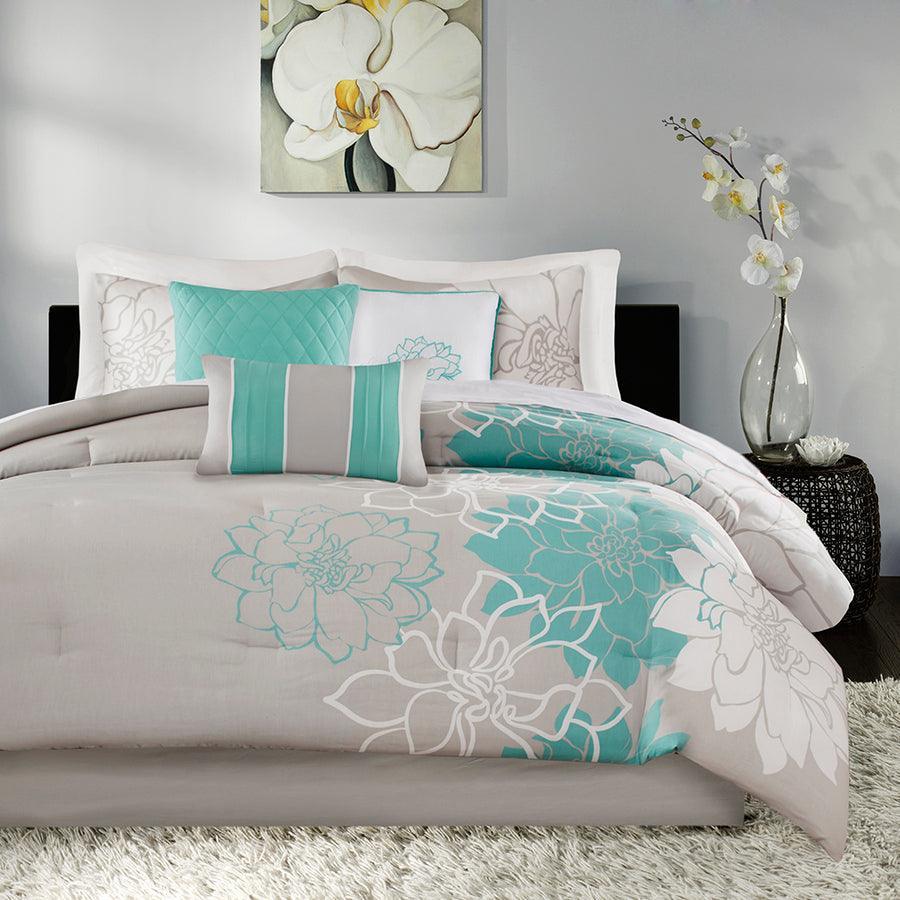 Lola King Comforter Set Aqua Olliix.com