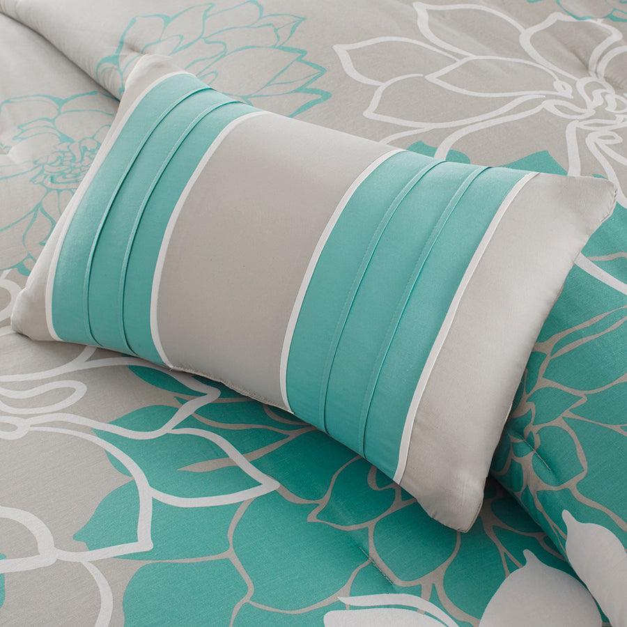 Lola King Comforter Set Aqua Olliix.com