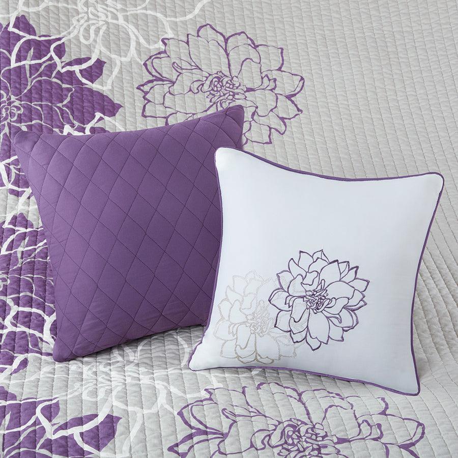 Lola King/California King 6 Piece Reversible Cotton Printed Coverlet Set Purple Olliix.com