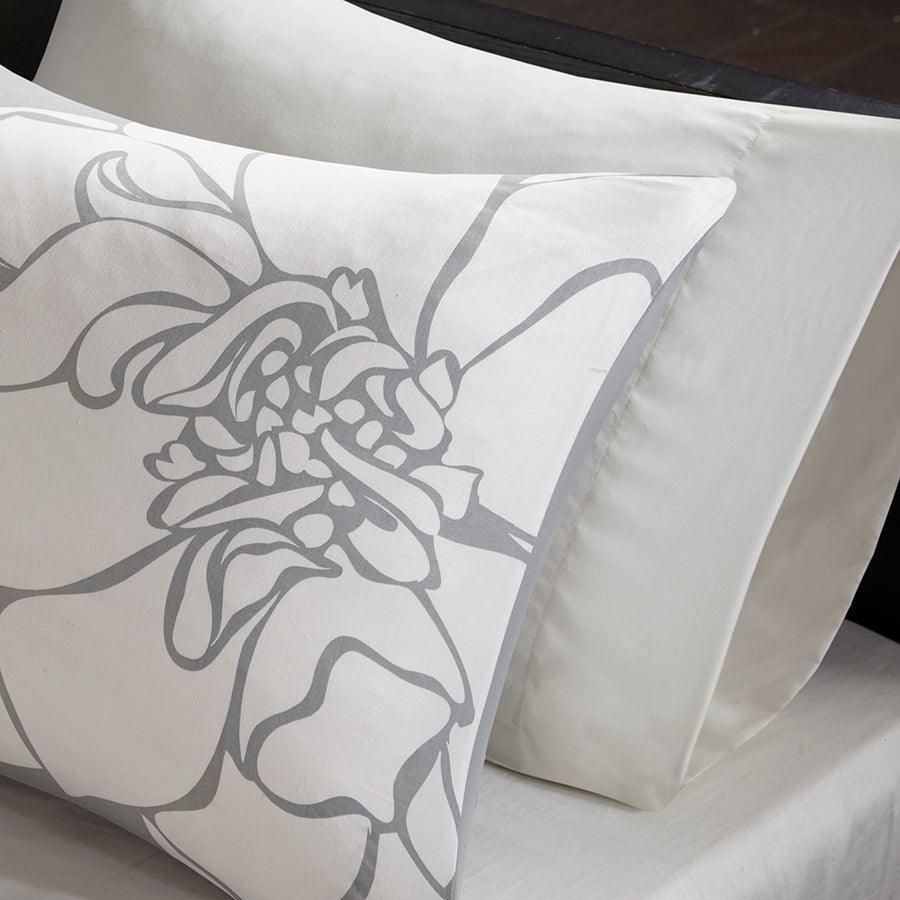 Lola Transitional 6 Piece Printed Duvet Cover Set King/Cal King Gray & Blush Olliix.com