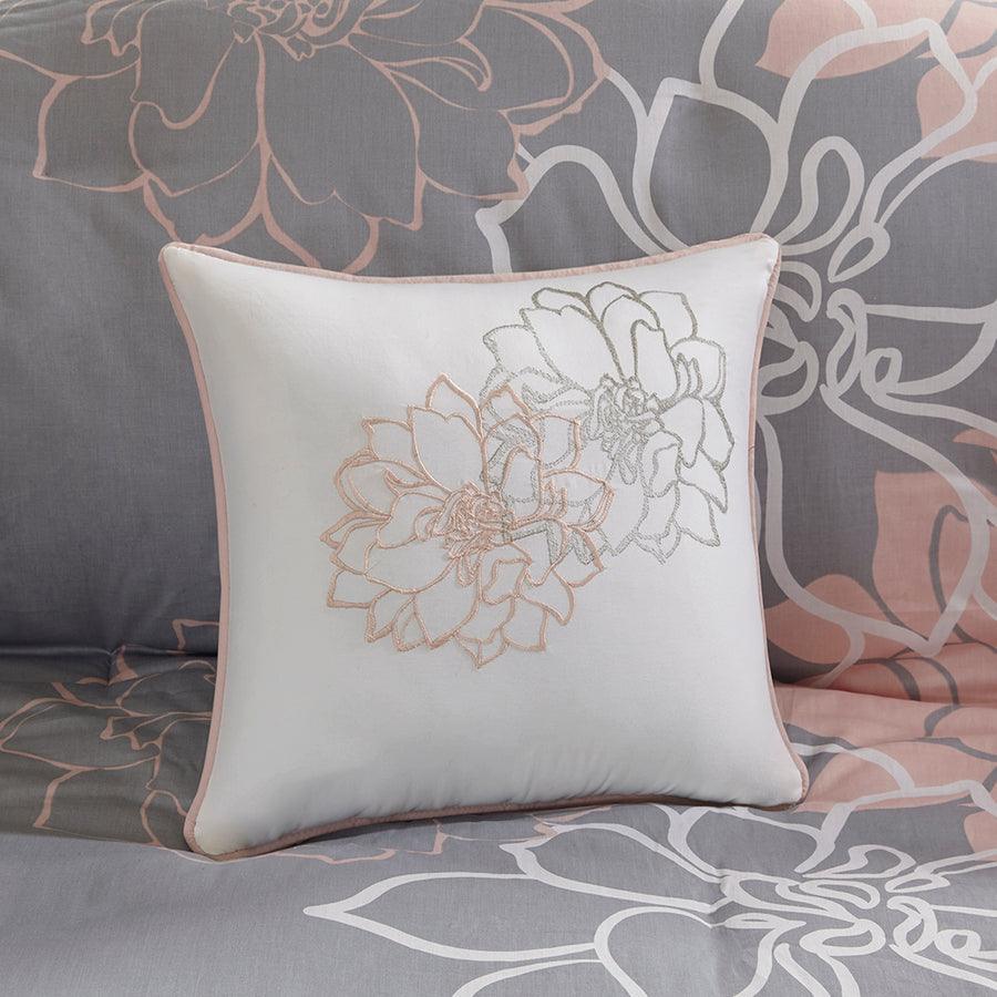 Lola Transitional 6 Piece Printed Duvet Cover Set King/Cal King Gray & Blush Olliix.com