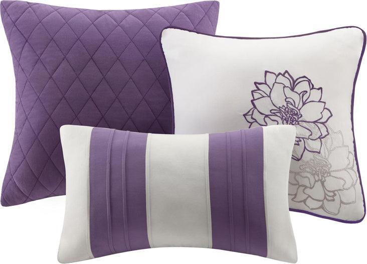 Lola Transitional 6 Piece Printed Duvet Cover Set King/Cal King Purple Olliix.com