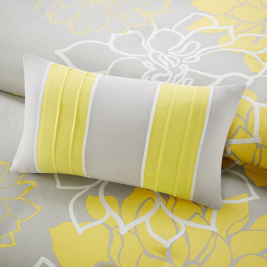 Lola Transitional 6 Piece Printed Duvet Cover Set King/Cal King Yellow Olliix.com