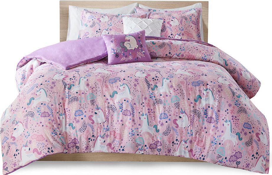 Lola Twin Unicorn Cotton Duvet Cover Set Pink Olliix.com