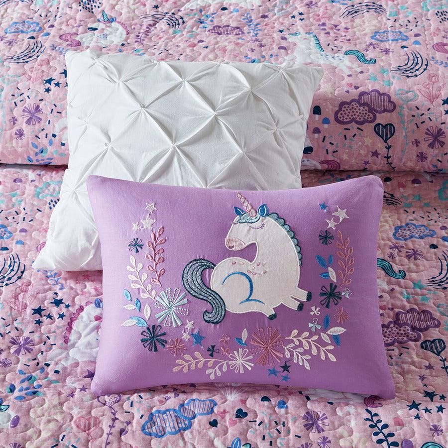 Lola Twin Unicorn Cotton Reversible Coverlet Set Pink Olliix.com