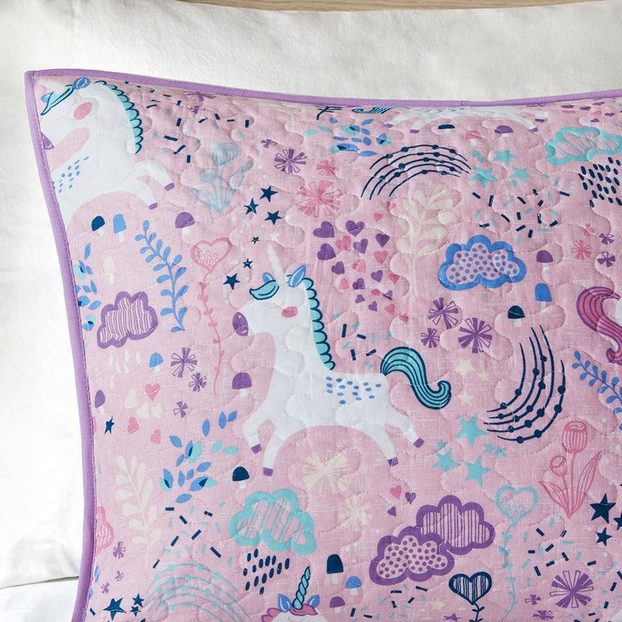 Lola Twin Unicorn Cotton Reversible Coverlet Set Pink Olliix.com