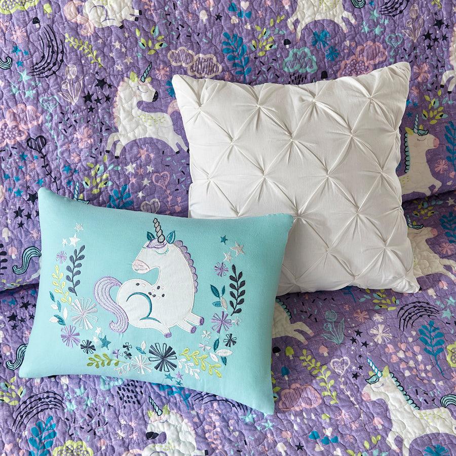 Lola Twin Unicorn Cotton Reversible Coverlet Set Purple Olliix.com