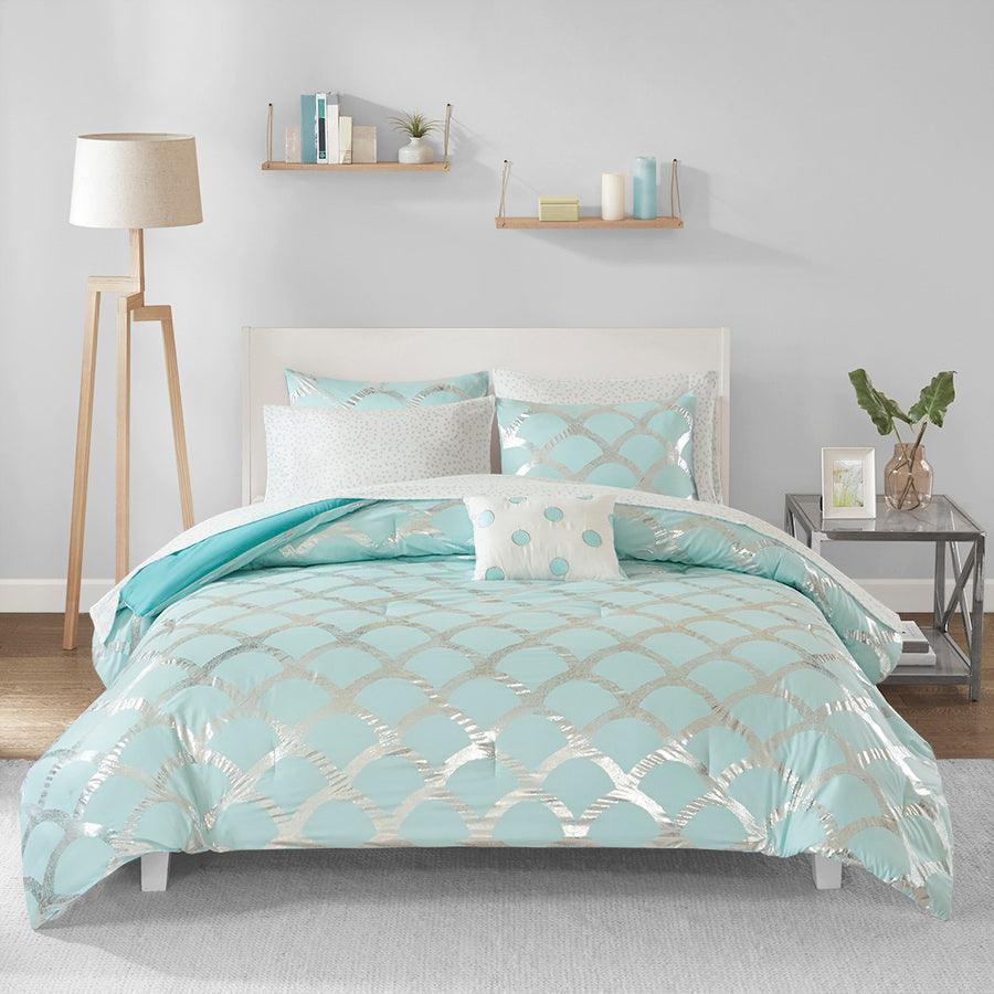 Lorna 20 " D Comforter and Sheet Set Aqua Queen Olliix.com