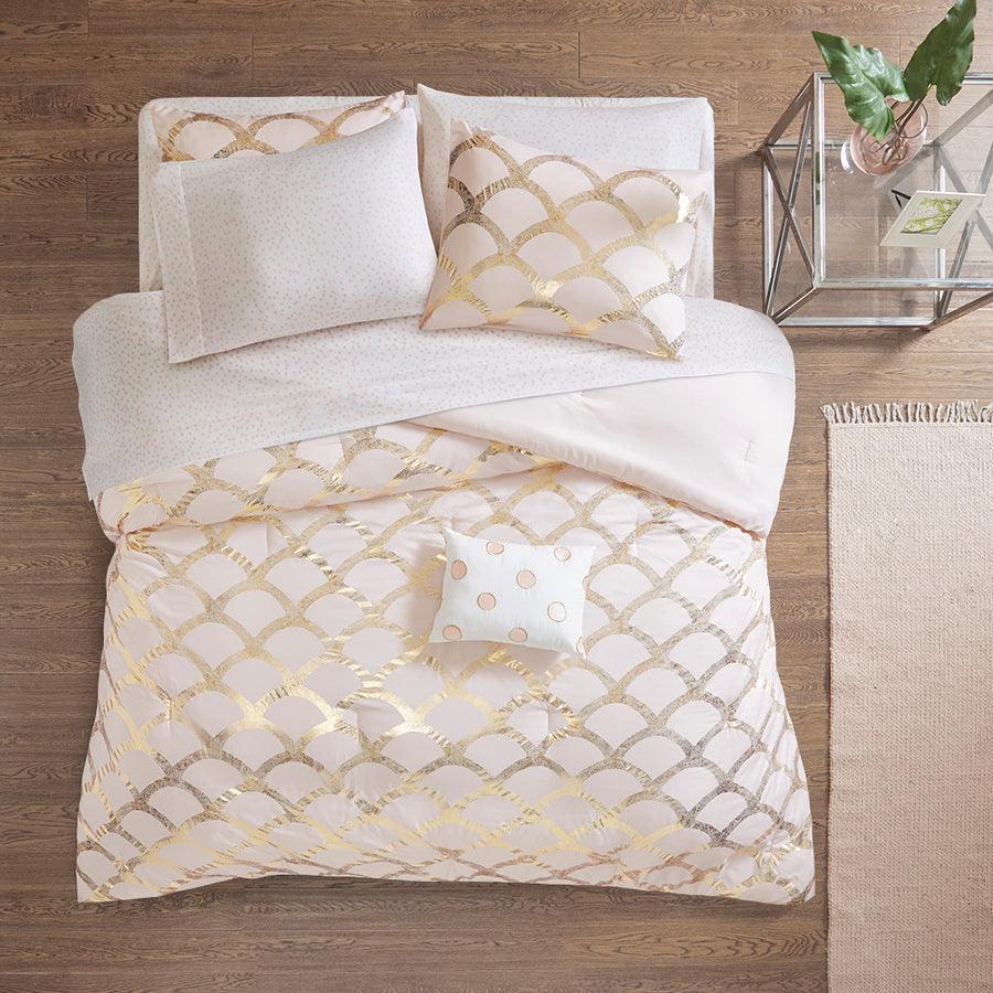 Lorna Comforter and Sheet Set Blush Queen Olliix.com