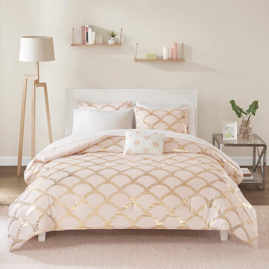 Lorna Comforter and Sheet Set Blush Queen Olliix.com