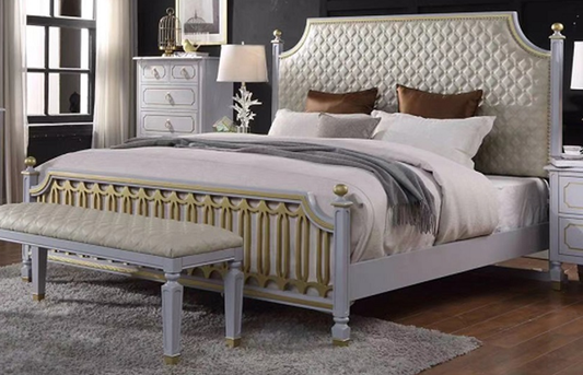 Acme Furniture House Marchese California King Low Post Bed in Pearl Gray 28884CK ACME East