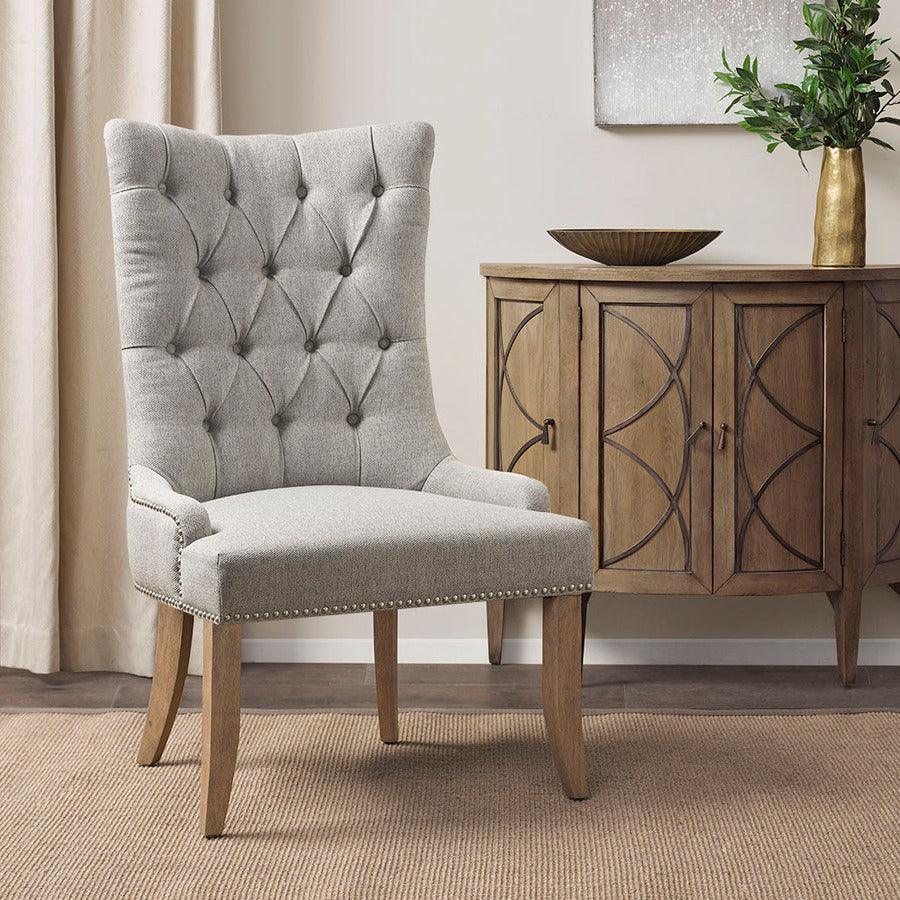 Lucas Button Tufted Captain Accent Chair Light Gray Olliix.com