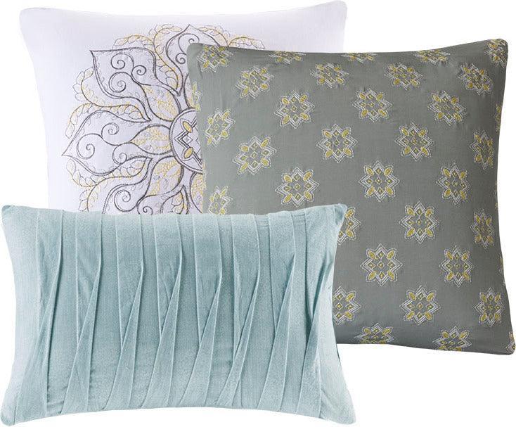 Lucinda King 7 Piece Reversible Cotton Sateen Comforter Set Seafoam Olliix.com