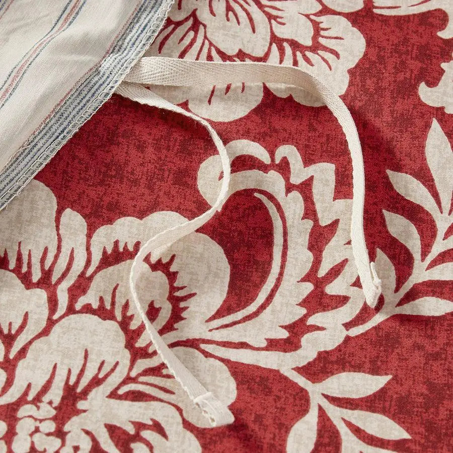 Lucy Cottage/Country 9 Piece Cotton Twill Reversible Duvet Set Cal King Red Olliix.com