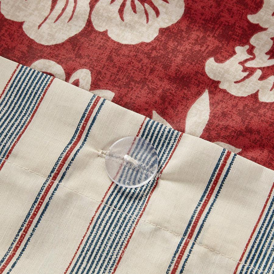 Lucy Cottage/Country 9 Piece Cotton Twill Reversible Duvet Set King Red Olliix.com