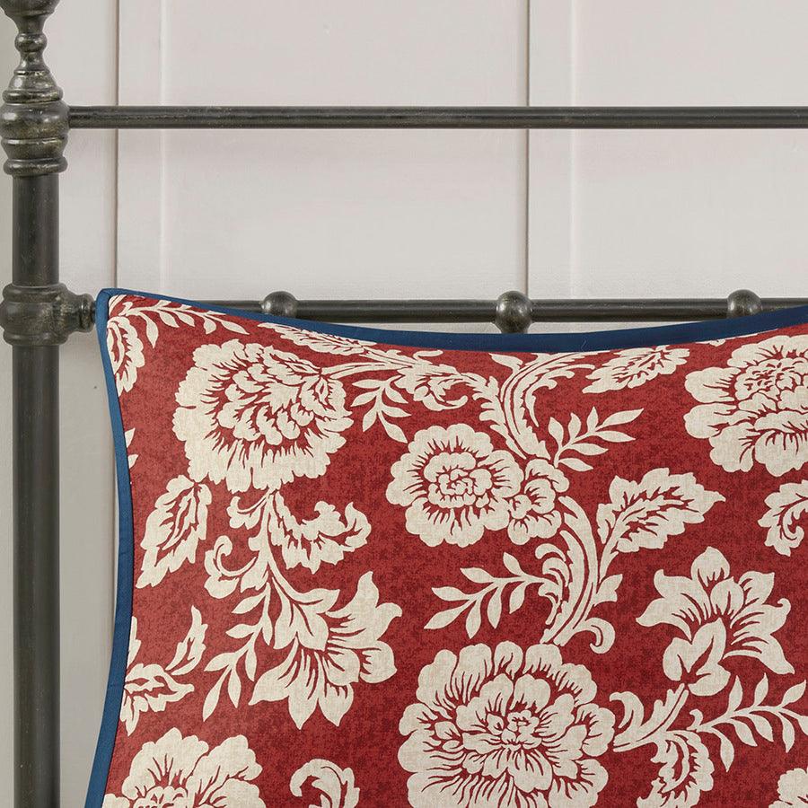 Lucy Cottage/Country 9 Piece Cotton Twill Reversible Duvet Set Queen Red Olliix.com