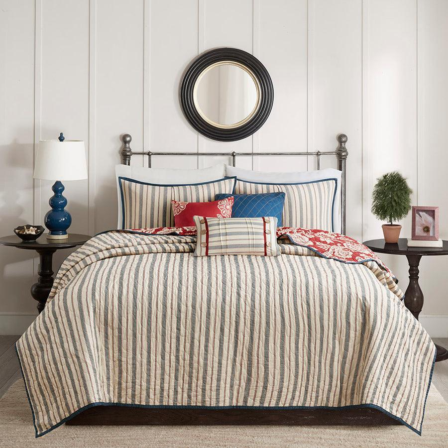 Lucy King/California King 6 Piece Cotton Twill Reversible Coverlet Set Red Olliix.com