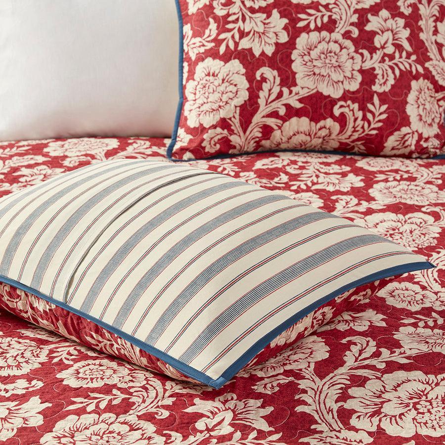 Lucy King/California King 6 Piece Cotton Twill Reversible Coverlet Set Red Olliix.com