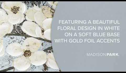 Luminous Bloom Gold Foil Floral Hand Embellished Canvas Art Blue Olliix.com