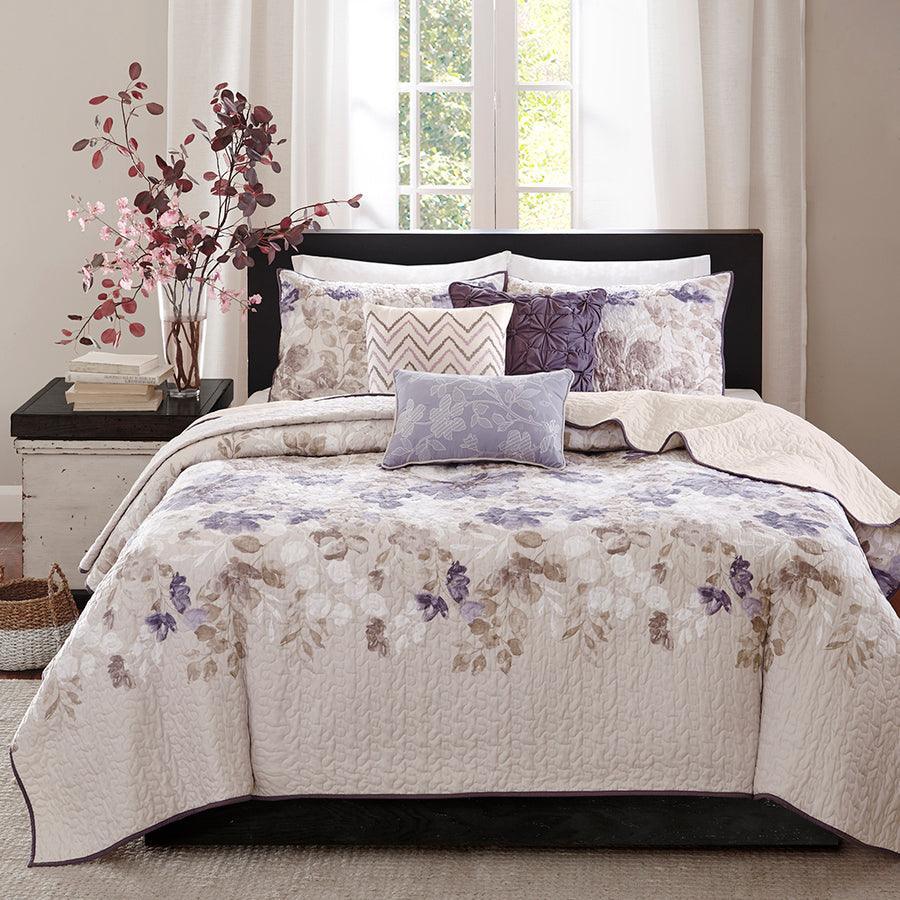 Luna King/California King 6 Piece Reversible Coverlet Set Taupe Olliix.com