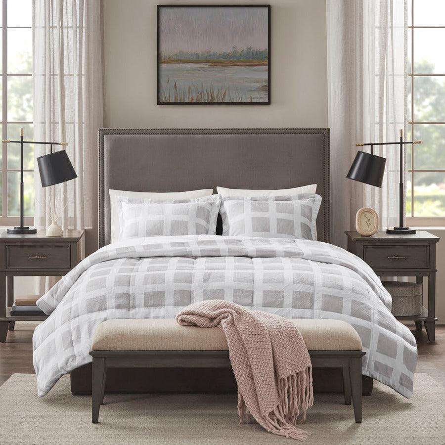 Mae Casual| Plush Comforter Set Gray Twin Olliix.com