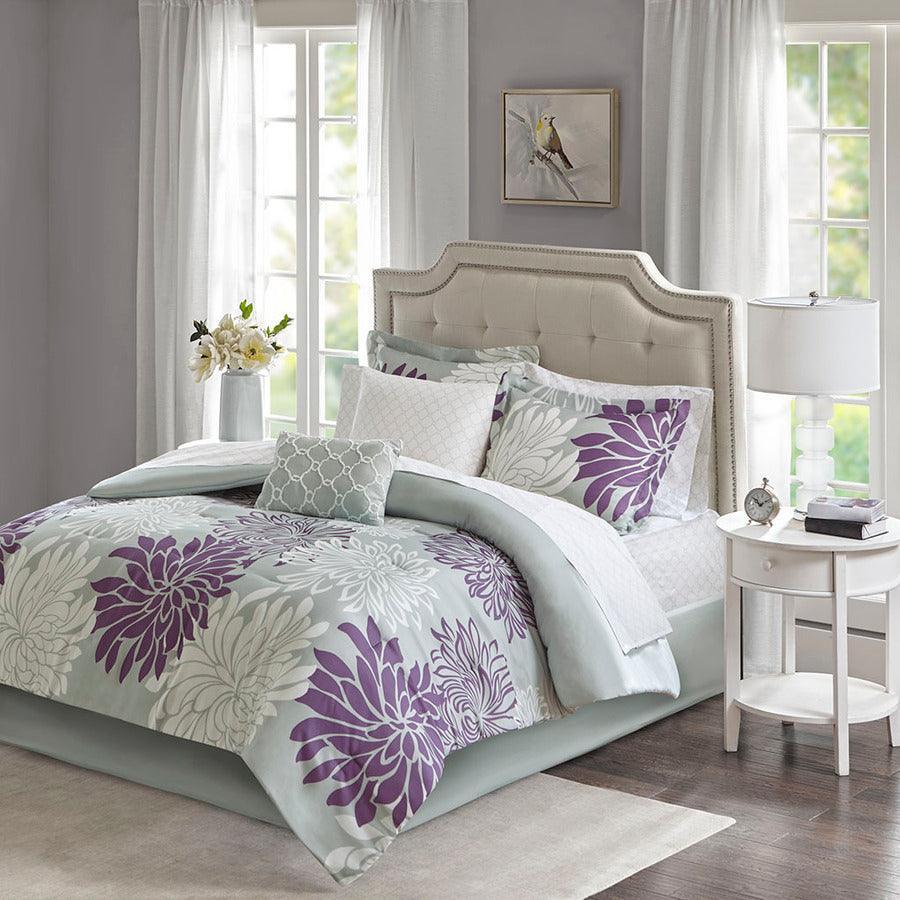 Maible Casual Complete Comforter and Cotton Sheet Set Purple Cal King Olliix.com