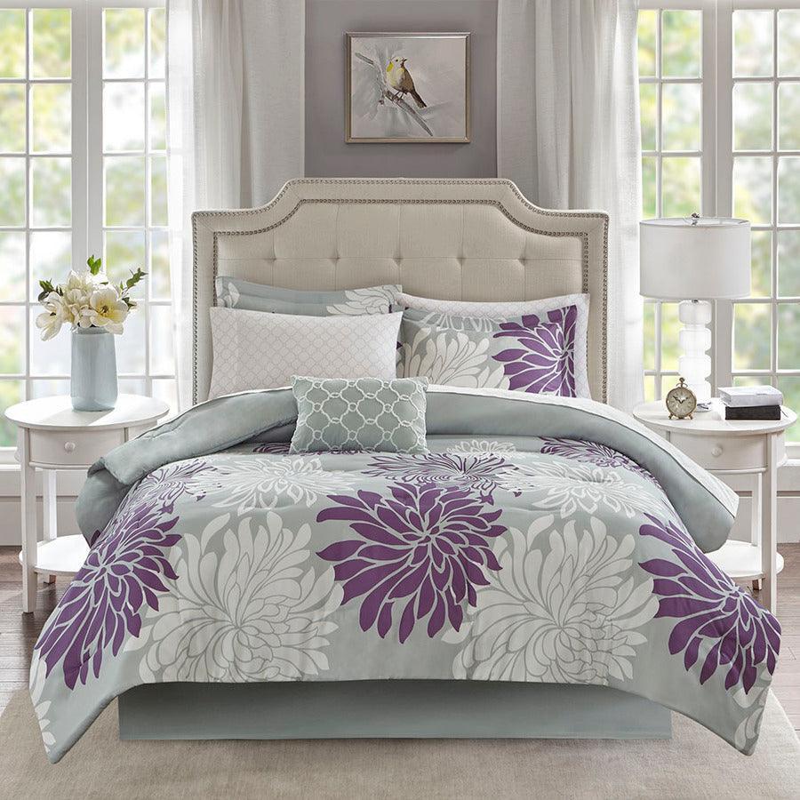 Maible Casual Complete Comforter and Cotton Sheet Set Purple Cal King Olliix.com