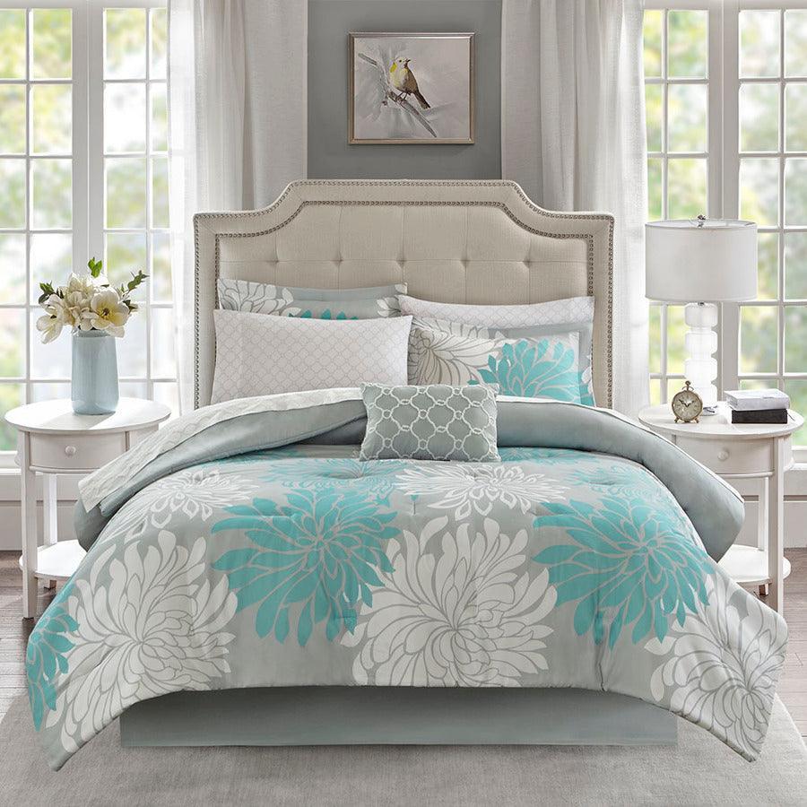 Maible Complete Comforter and Cotton Sheet Set Aqua Queen Olliix.com