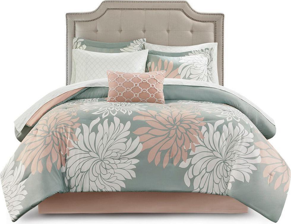 Maible Complete Comforter and Cotton Sheet Set Blush & Gray Queen Olliix.com