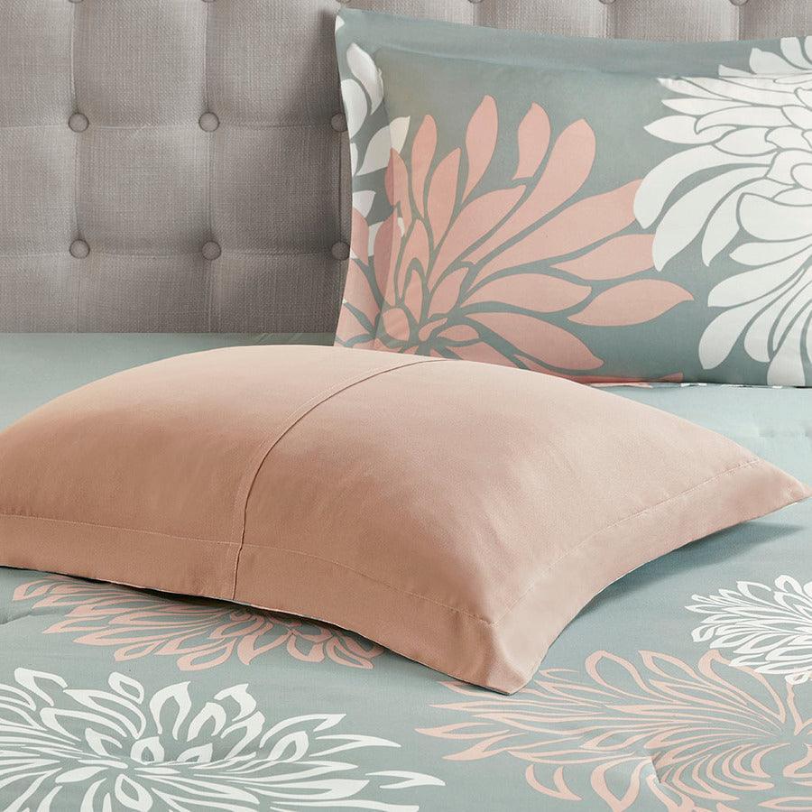 Maible Complete Comforter and Cotton Sheet Set Blush & Gray Queen Olliix.com