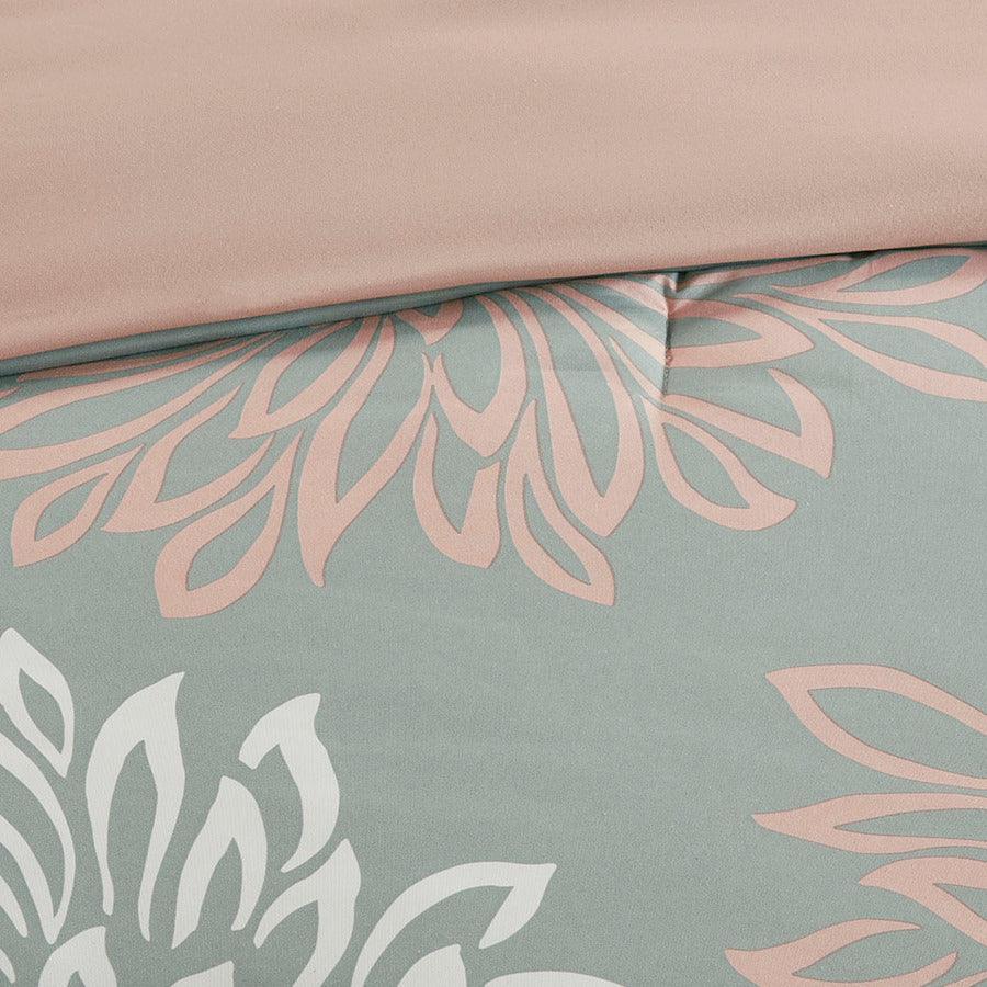 Maible Transitional Complete Comforter and Cotton Sheet Set Blush | Gray Cal King Olliix.com