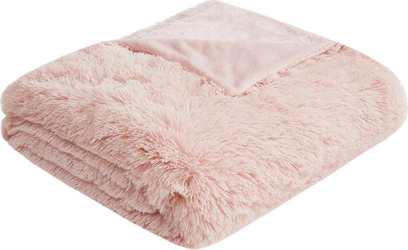 Malea Casual Shaggy Fur Duvet Cover Set Full/Queen Blush Olliix.com