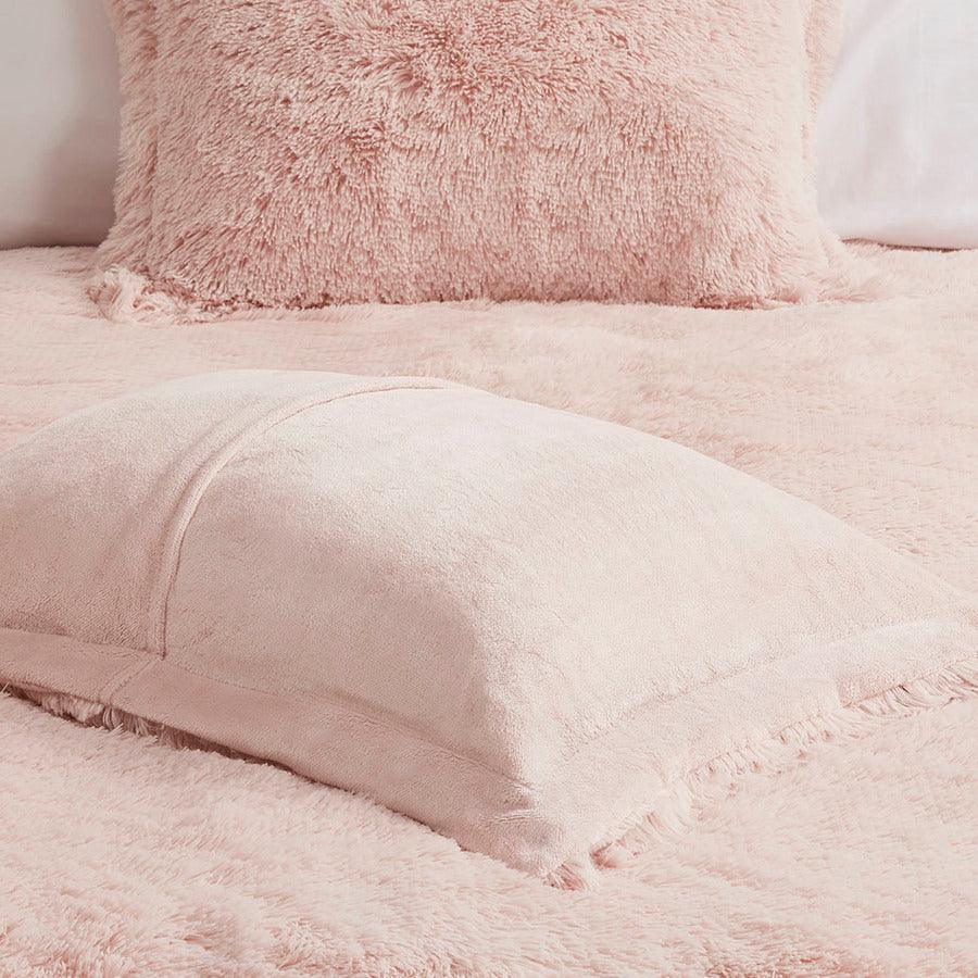 Malea Casual Shaggy Fur Duvet Cover Set Full/Queen Blush Olliix.com