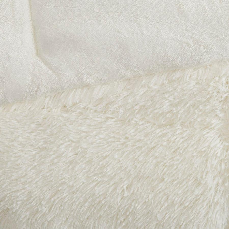 Malea Coastal Shaggy Faux Fur Comforter Mini Set Ivory King/Cal King Olliix.com