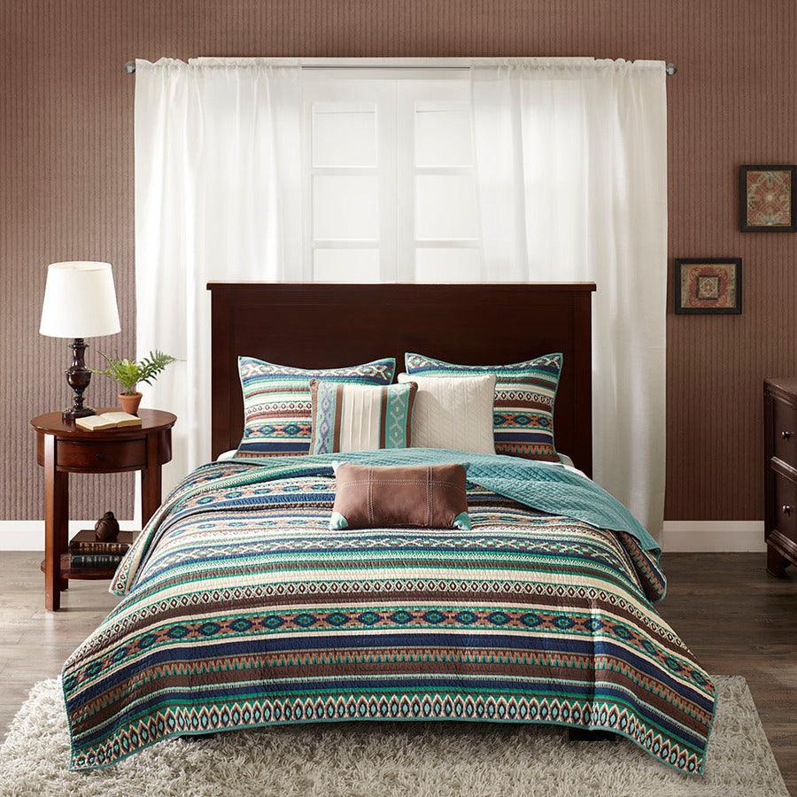 Malone King/California King 6 Piece Reversible Coverlet Set Blue Olliix.com