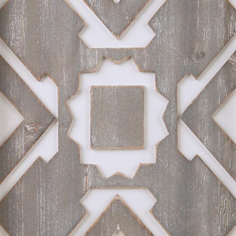 Mandal Panel Printed Wood Wall Decor 3 Piece Set Grey Olliix.com