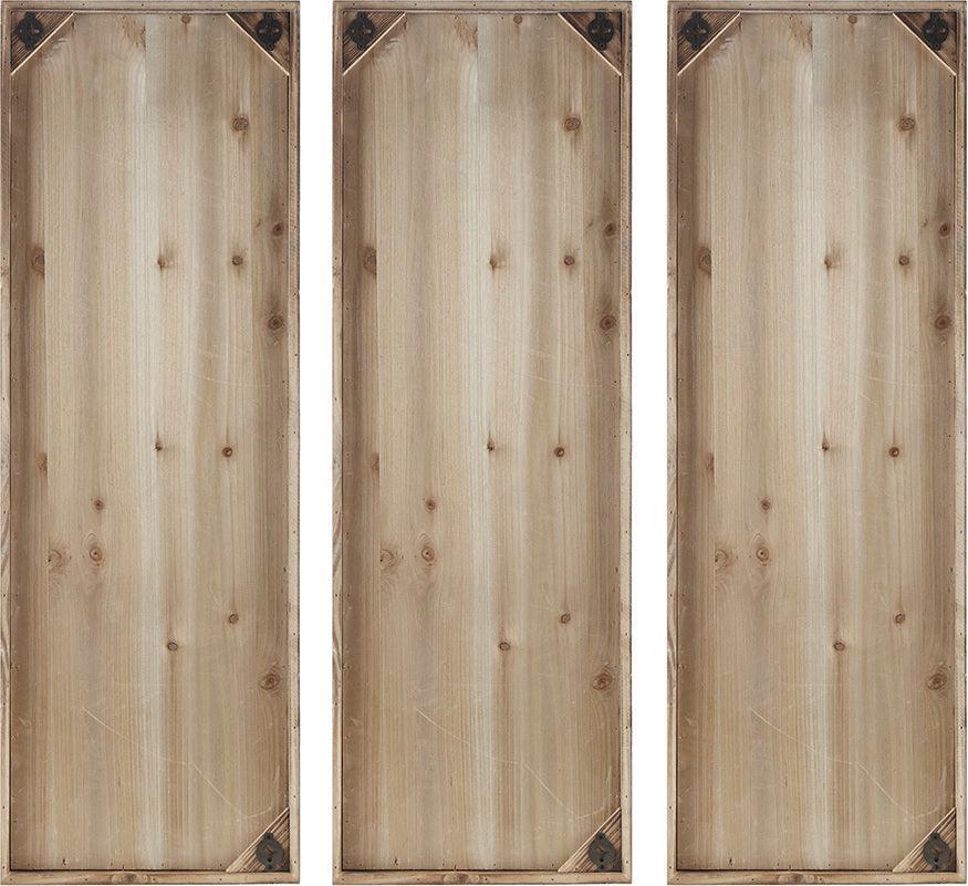 Mandal Panel Printed Wood Wall Decor 3 Piece Set Natural Olliix.com