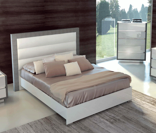 ESF Furniture - Mangano King Bed in High Gloss White - MANGANOBEDKS ESF Furniture