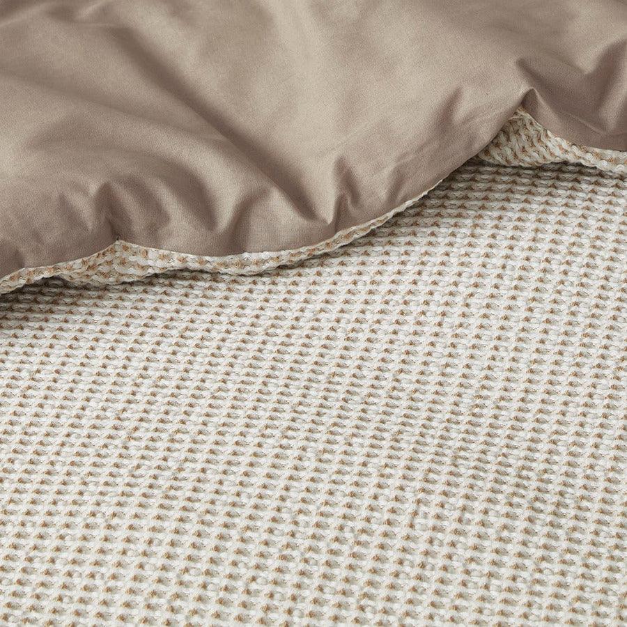 Mara 4 Pc Cotton And Rayon From Bamboo Blend Waffle Weave Comforter Cover Set Taupe King Olliix.com