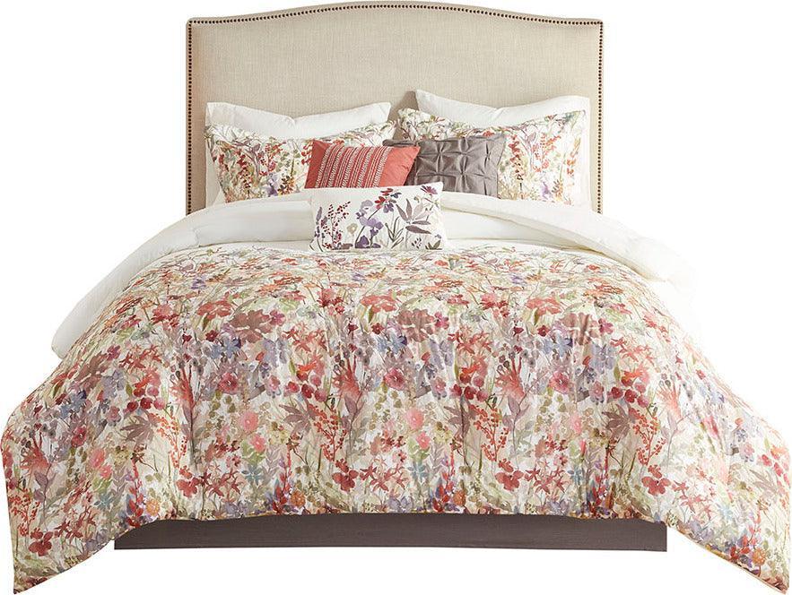 Mariana Queen 7 Piece Cotton Printed Comforter Set Multicolor Olliix.com