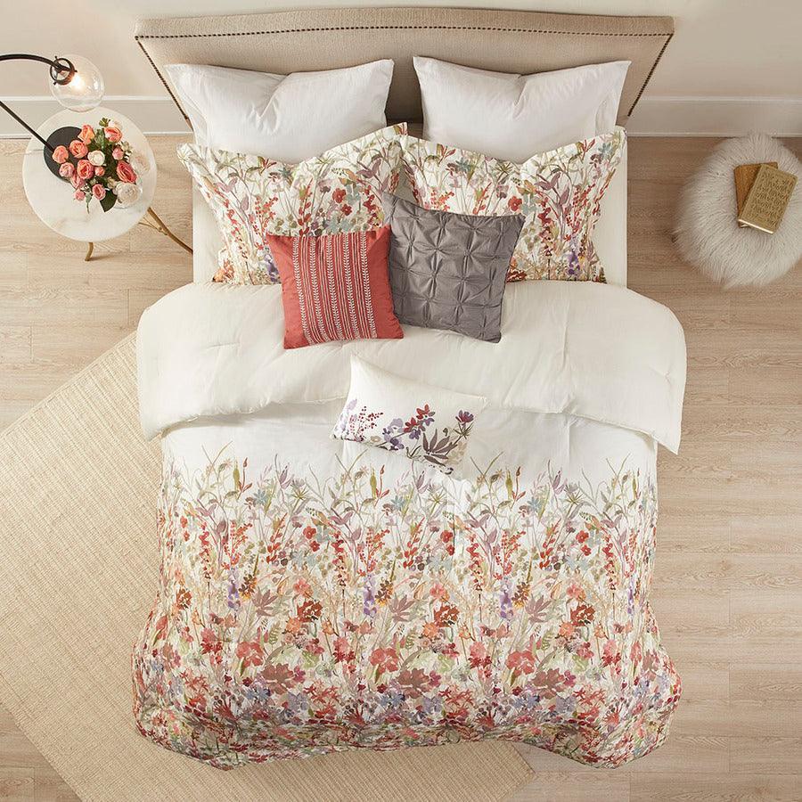 Mariana Queen 7 Piece Cotton Printed Comforter Set Multicolor Olliix.com