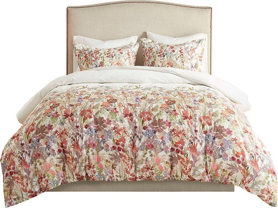 Mariana Transitional 3 Piece Cotton Printed Duvet Cover Set Full/Queen Multi Olliix.com