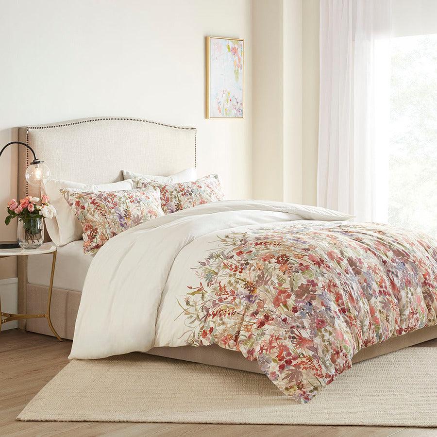 Mariana Transitional 3 Piece Cotton Printed Duvet Cover Set Full/Queen Multi Olliix.com