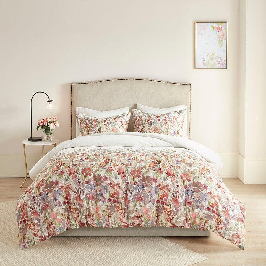 Mariana Transitional 3 Piece Cotton Printed Duvet Cover Set Full/Queen Multi Olliix.com