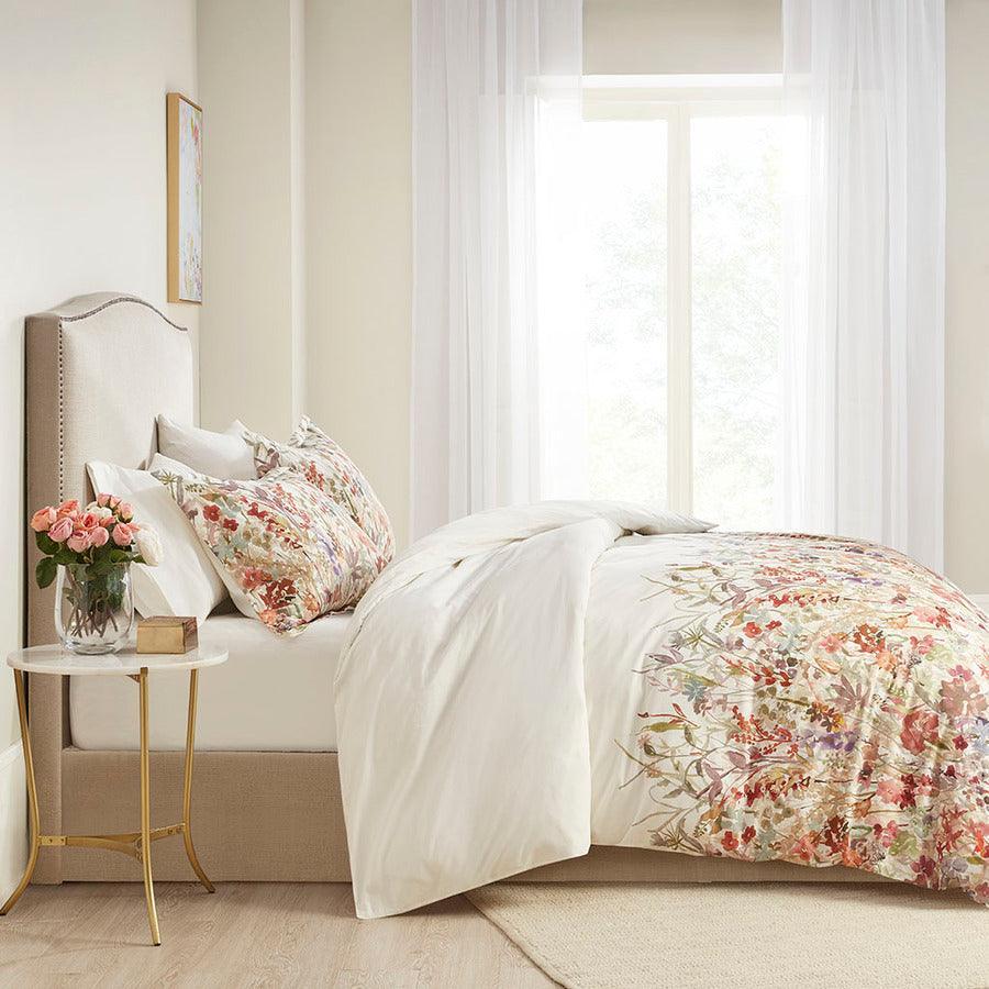 Mariana Transitional 3 Piece Cotton Printed Duvet Cover Set Full/Queen Multi Olliix.com